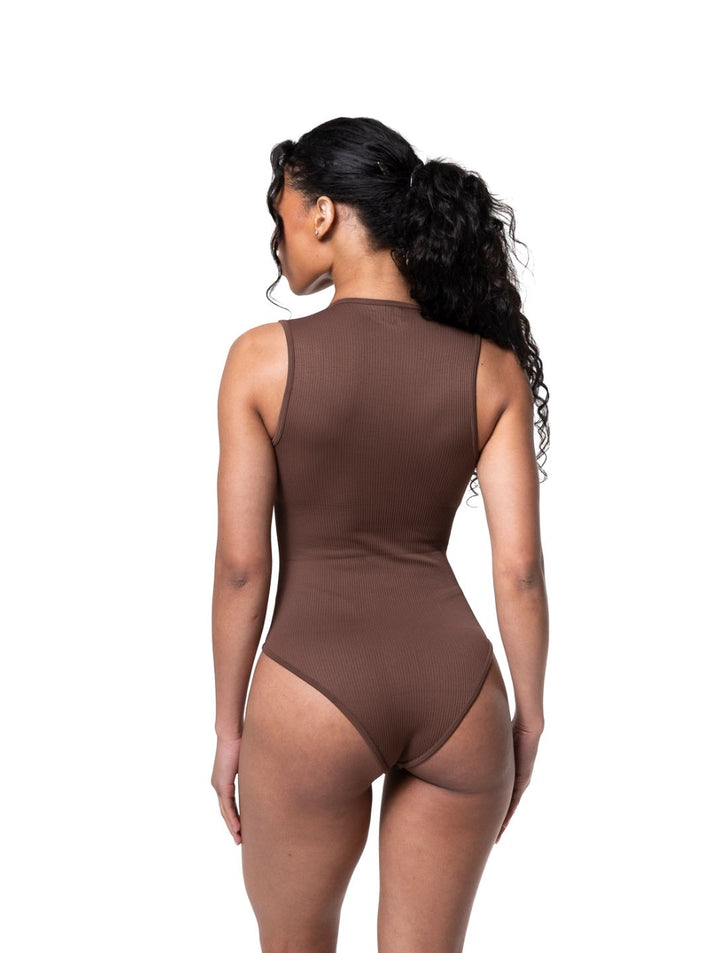 Ribbed bodysuit with square neckline