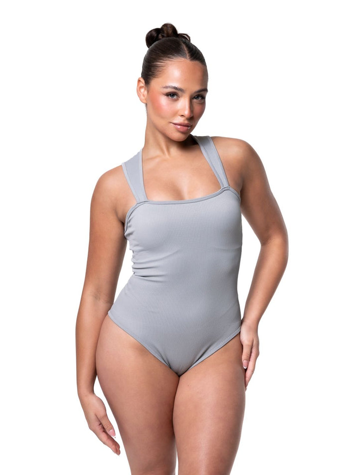 Ribbed bodysuit with square neckline