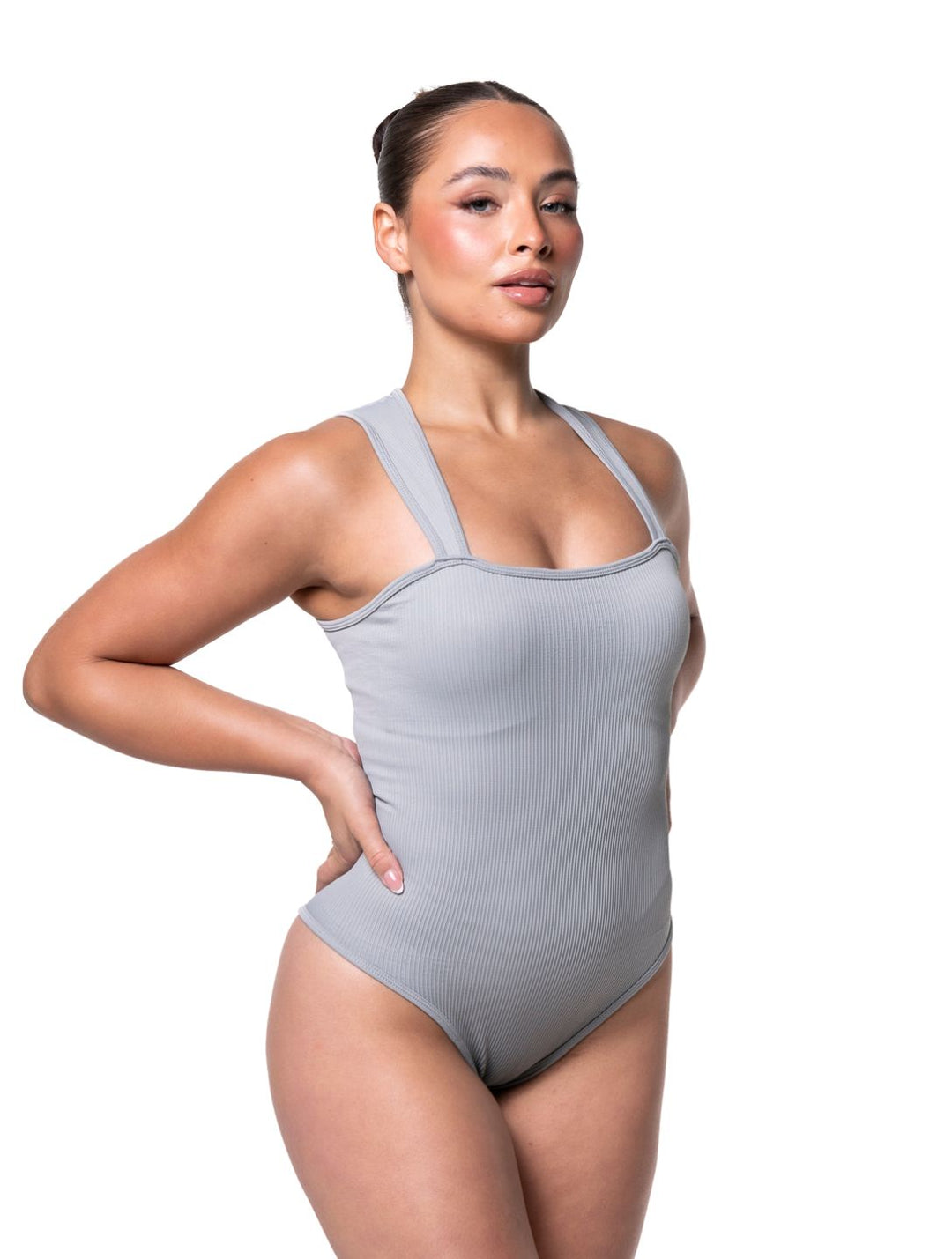 Ribbed bodysuit with square neckline