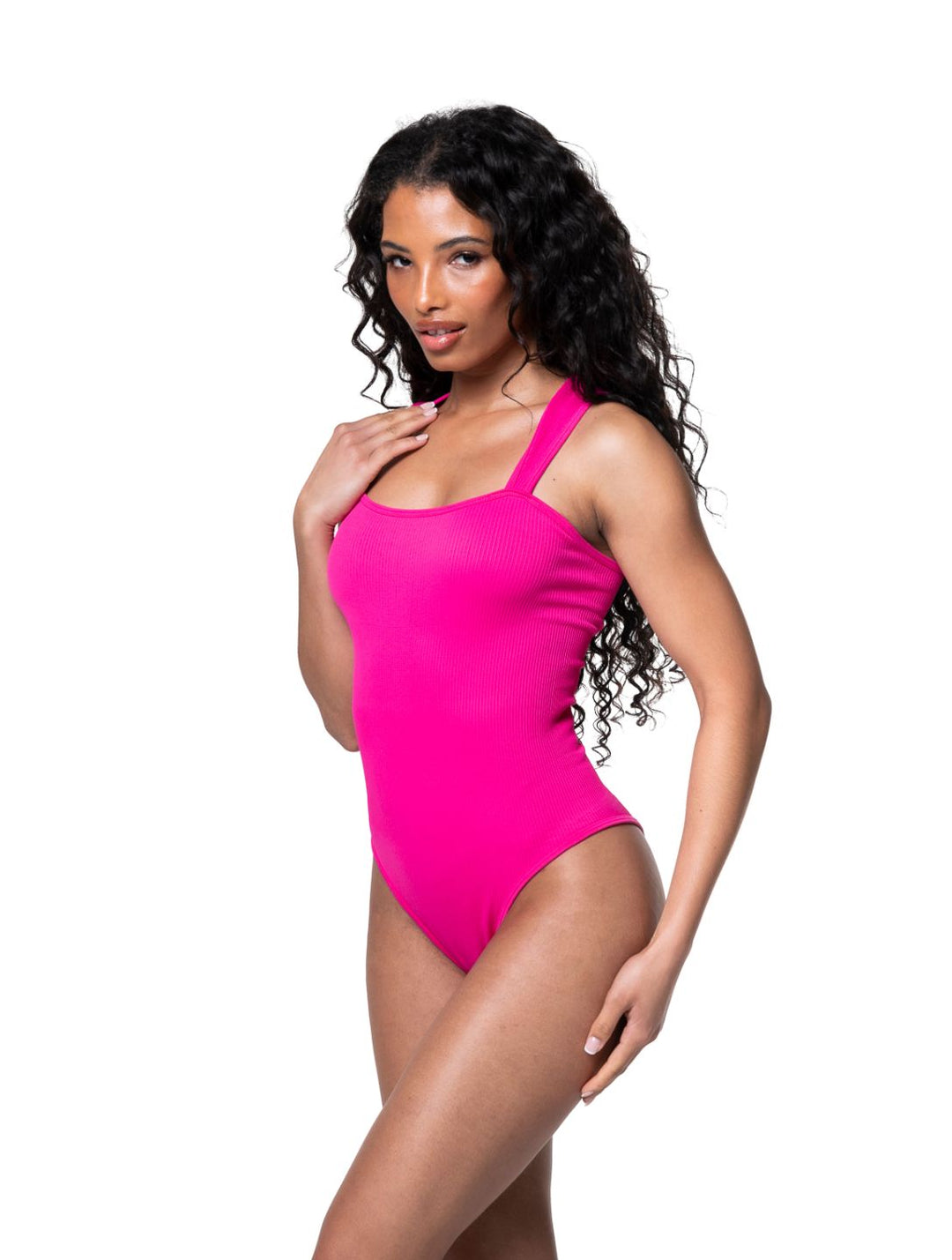 Ribbed bodysuit with square neckline