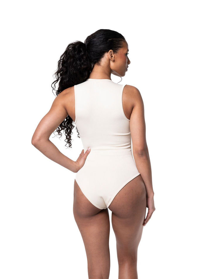 Ribbed bodysuit with square neckline