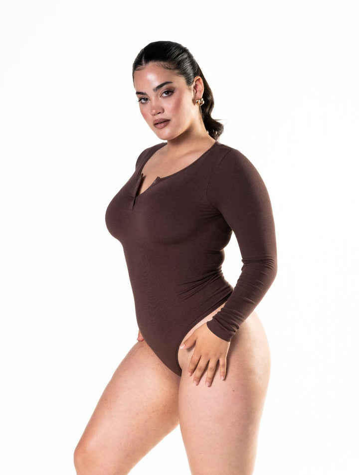 Seamless Long Sleeve Thong Bodysuit