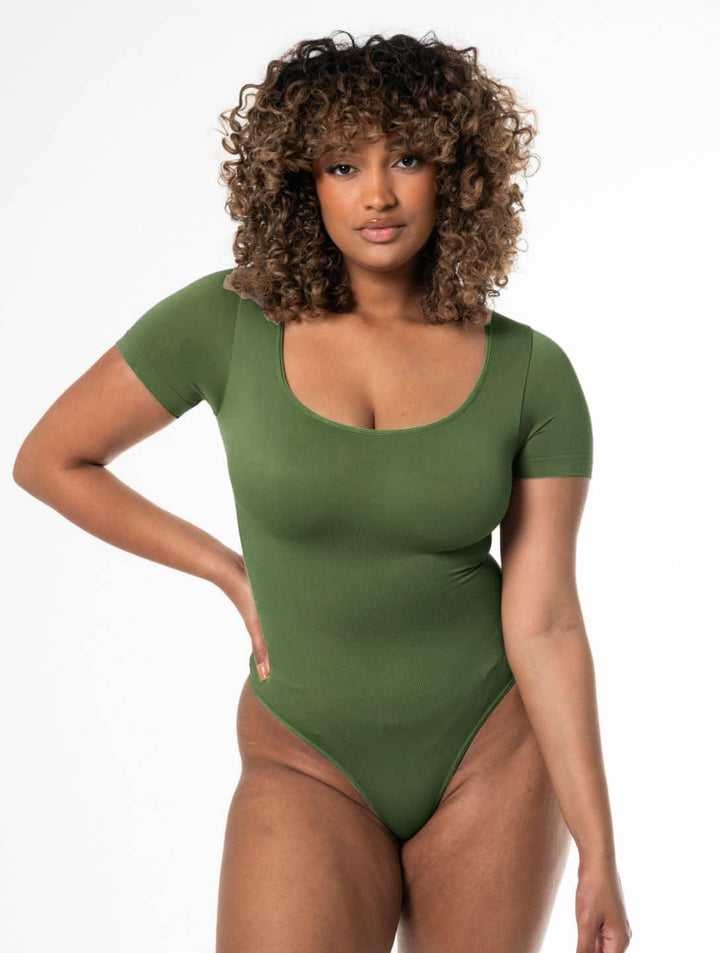 Square Neck Thong Bodysuit